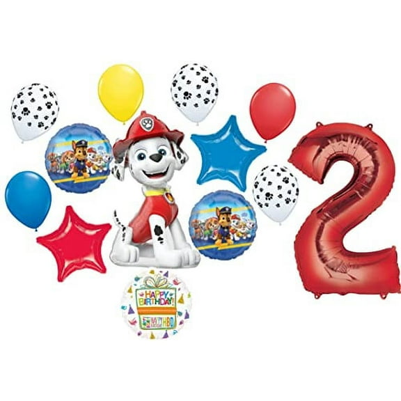 Paw Pups on Patrol Marshall 2nd Birthday Party Supplies Balloon Bouquet Decorations