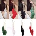 thumbnail image 3 of Elegantes pendientes bohemios largos con borlas y plumas de hada para mujer, sin agujeros para las orejas, joyería para vacaciones, 3 of 6