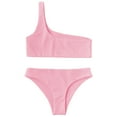 thumbnail image 2 of ZAFUL for Women One Shoulder Bikini Top and Bottoms Pink L, 2 of 5