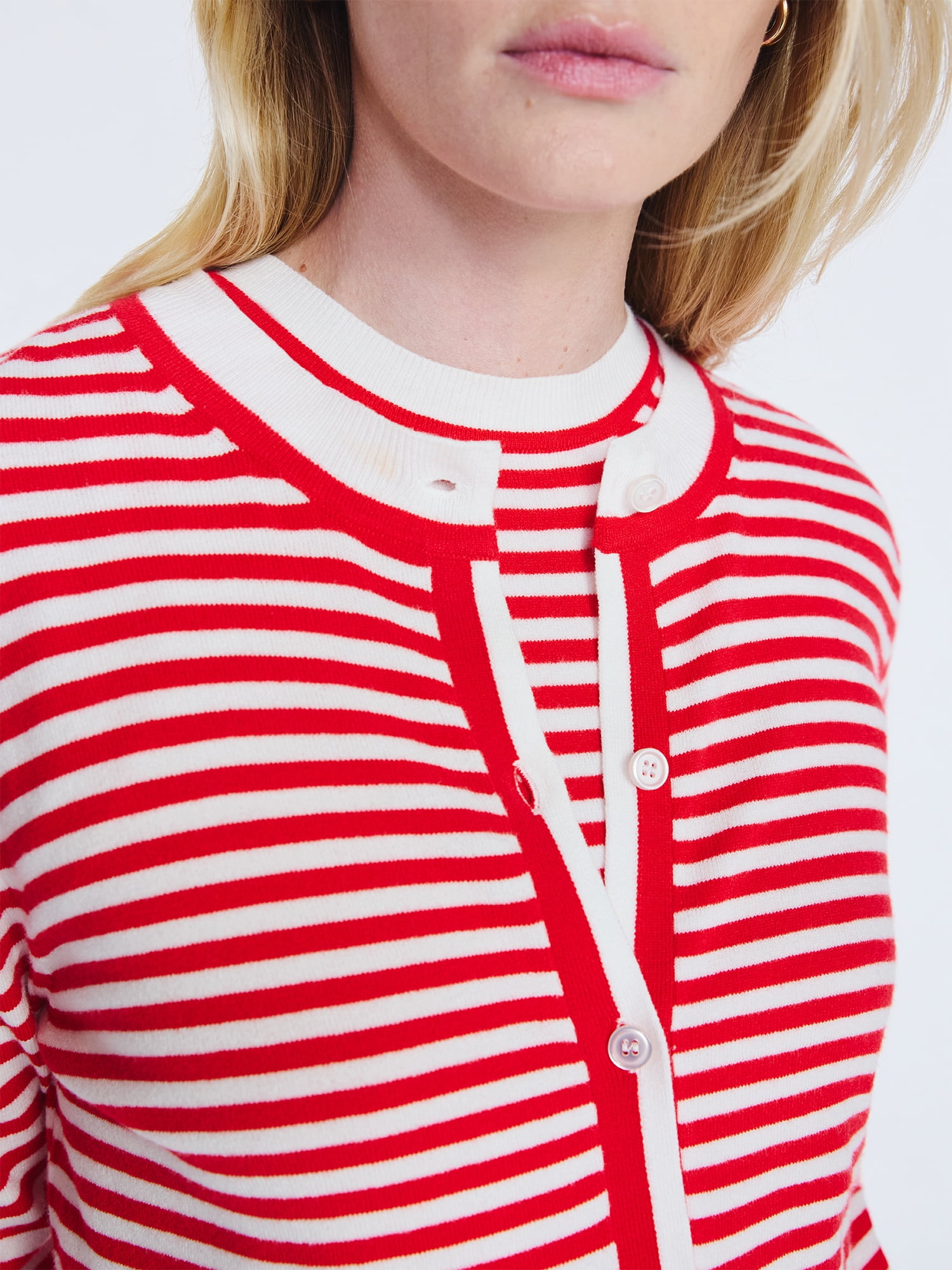 Free Assembly Women's and Women's Plus Solid, Stripe, & Print Classic Cozy Yarn Cardigan Sweater, Lightweight, Sizes XS-4X