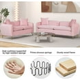thumbnail image 4 of AngLink 77.5" Velvet Upholstered Sofa Couch with 2 Armrest Pockets, Modern 3-Seat Sofa Couch with 2 Pillows and Golden Metal Legs for Living Room, Apartment, Home Office (Pink), 4 of 8