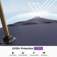 thumbnail image 3 of PURPLE LEAF 11FT Patio Umbrella Square Cantilever Umbrella Teak Finished Aluminum Frame Large Windproof Offset Outdoor Sun Umbrellas for Beach Pool Deck, Navy Blue, 3 of 9
