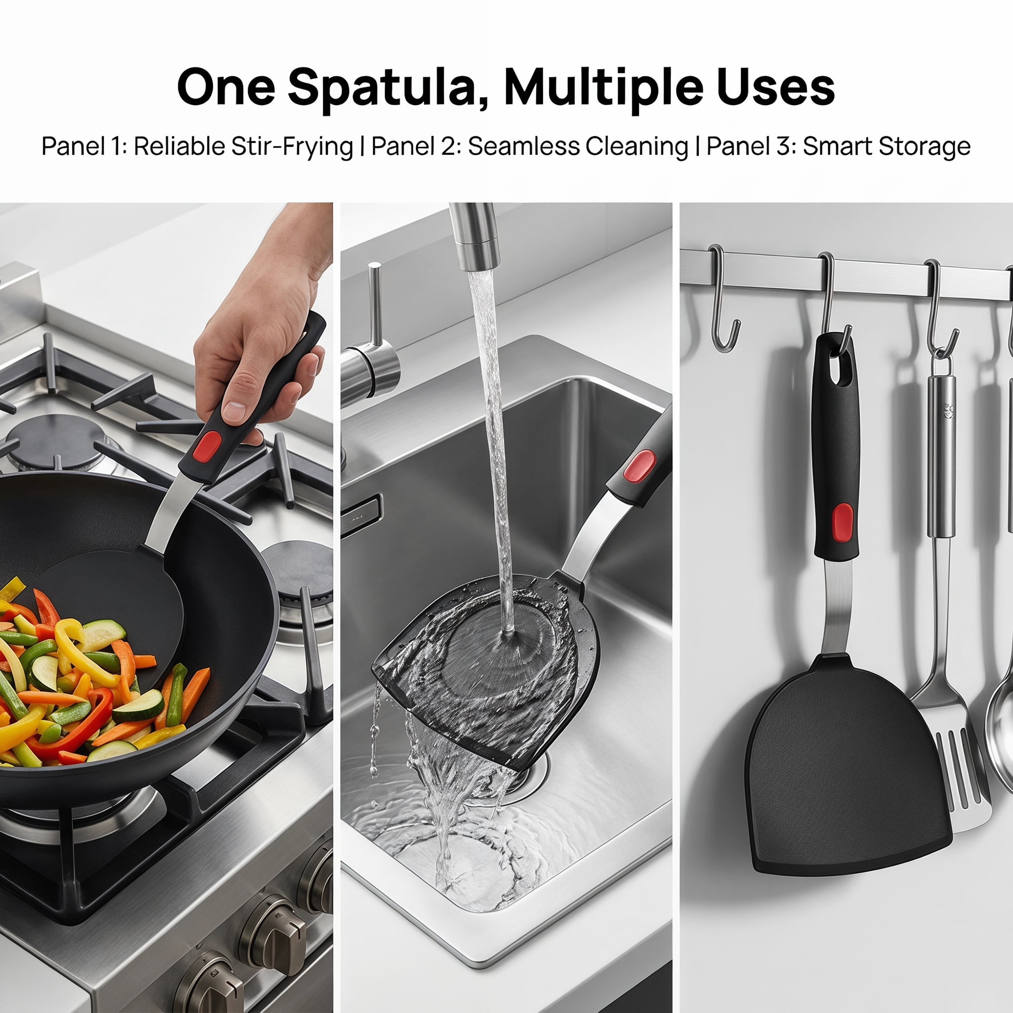 Unique Bargains Heat-Resistant Dishwasher Safe Spatula Black-Semicircle 11" x 5.2"