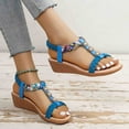 thumbnail image 3 of AXXD Women Sandals 9 Summer Fish-mouth Slip-on Slope Heel Shoes Casual Bohemian Rhinestone Roman Boho Sandals, 3 of 7