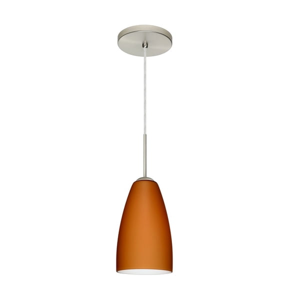 1JT-151180-LED-SN-Besa Lighting-Riva 9-One Light Cord Pendant with Flat Canopy-5.13 Inches Wide by 9 Inches High-Satin Nickel Finish-Amber Matte Glass