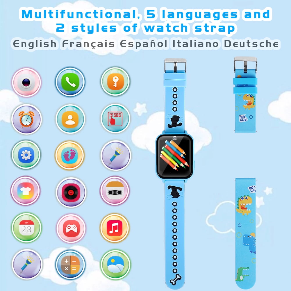 Topchances Kids Smartwatch with Call, 10 Games, Music Player, Camera, SOS Alarm Clock, Calculator, Touch Screen, Blue