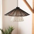 thumbnail image 4 of Safavieh Gavi 23" Coastal Raffia and Iron Pendant Lights, Black/Beige/White, 4 of 5