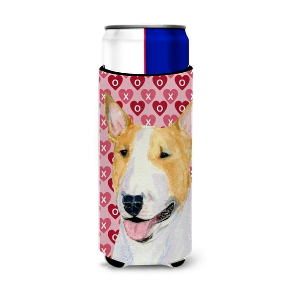 Bull Terrier Hearts Love and Valentines Day Portrait Ultra Hugger for slim cans