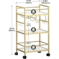 thumbnail image 2 of Homedawn Bar Cart with Wine Rack and Glass Holder, Gold & White Rolling Serving Cart for Kitchen Dining Room, 2 of 8