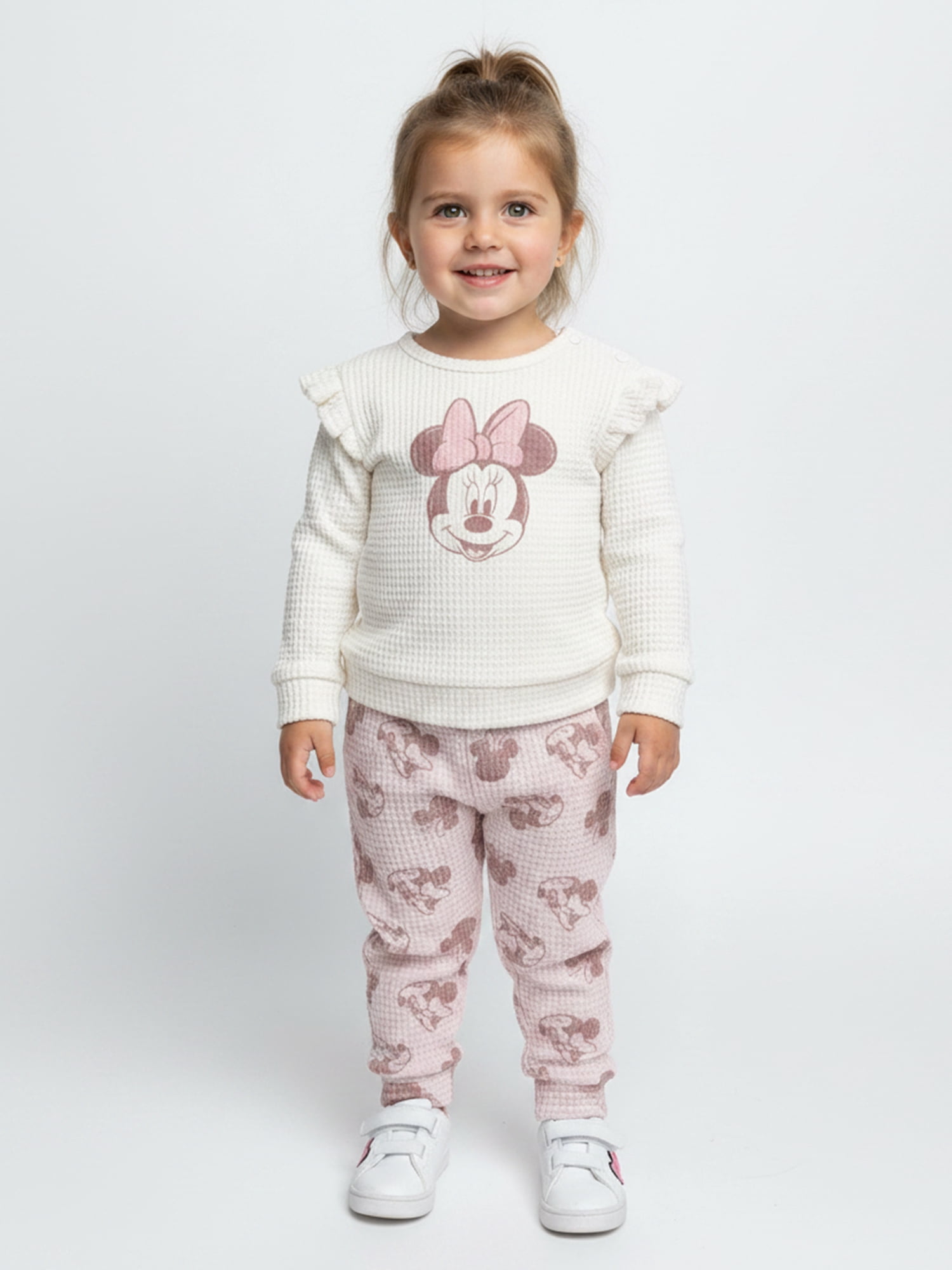 Minnie Mouse Baby Girls Waffle Knit Top and Pants Set, 2-Piece, Sizes 0M-24M
