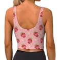 thumbnail image 3 of Xecao Strawberries for Sports Bra with Removable Pads, Crop Tank Top Design, Women's Longline Sports Bra - Non-Wired - Small, 3 of 9