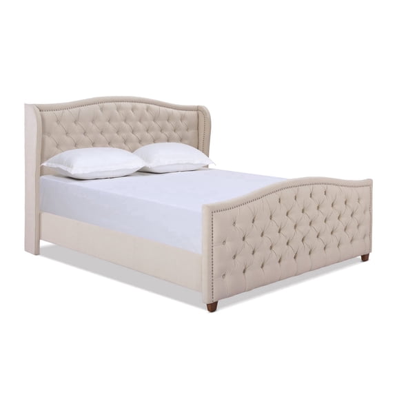 Jennifer Taylor Home Marcella Tufted Wingback King Bed Sky Neutral