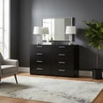 thumbnail image 4 of 8 Drawer Double Dresser, Modern Wood Storage Cabinet for Bedroom & Living Room, Black, 4 of 7