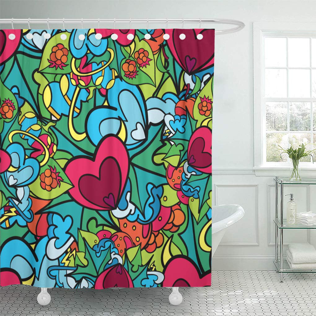 Psychedelic Shower Curtain Bathroom Waterproof Fabric Trippy Acid Wallpaper 
