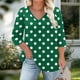 thumbnail image 4 of mfyjkho Tops De Tallas Grandes, Camiseta Holgada Con Cuello En V, Mangas Tres Cuartos Y Mangas 3/4 Para Mujer Tops Y Blusas Para Mujer Xxxl, 4 of 6