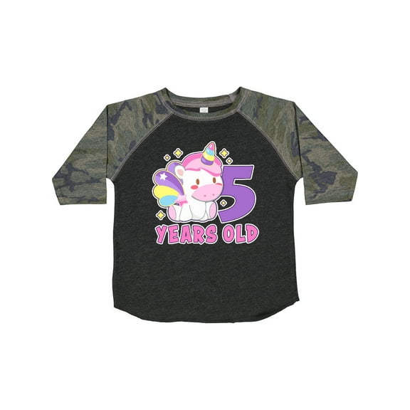 Inktastic 5 Years Old with Cute Unicorn Birthday Girls Toddler T-Shirt