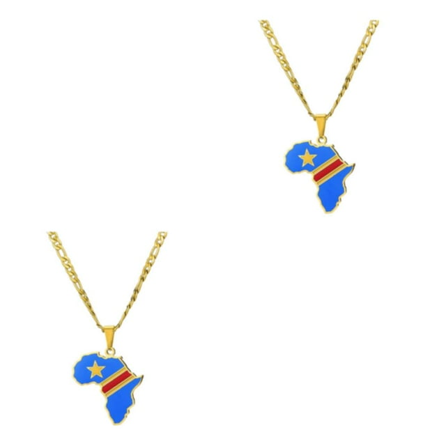 Baohd Lightweight And Comfortable Necklace Featuring Africa Map Pendant Minimalist Congo 2Set