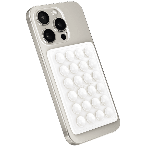 StickyGrippy Suction Mount for Phones, Hands-Free Mirror Holder with Silicone Grip, Compatible with iPhone & Android, White