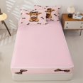 thumbnail image 4 of Erosebridal Kawaii Leopard Print Bow Zipper Twin Comforter Sets with Fitted Sheet and 2 Pillowcases,Farm Highland Cow Zipper Bedding Set,Pink Brown,Pink Reversible, 4 of 6