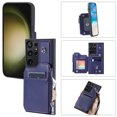 thumbnail image 5 of Compatible with Samsung Galaxy S23 Ultra PU Leather Clasp Flip Zipper Purse Case, with Shoulder Strap Lanyard for Women Credit Card Holder Cell Accessories Phone Cover for Samsung S23 Ultra, Blue, 5 of 9