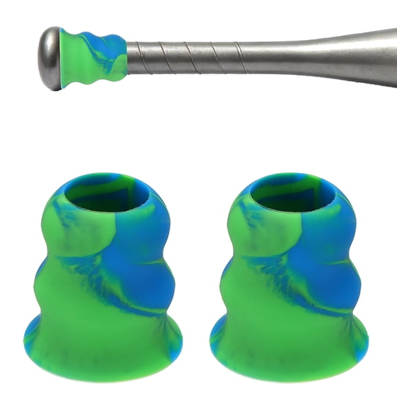 Uxcell Bat Taper, Bat Knob Taper Softball Grip Silicone Non-slip Ergonomic Enhanced Grip Easy Installation 2Pcs & Green-Blue - Fit for (Most Softball Bats/Baseball)
