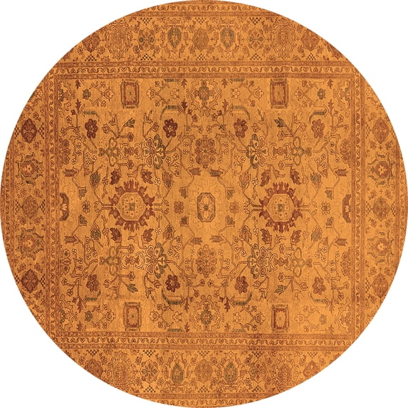 Ahgly Company Indoor Round Oriental Orange Industrial Area Rugs, 3' Round