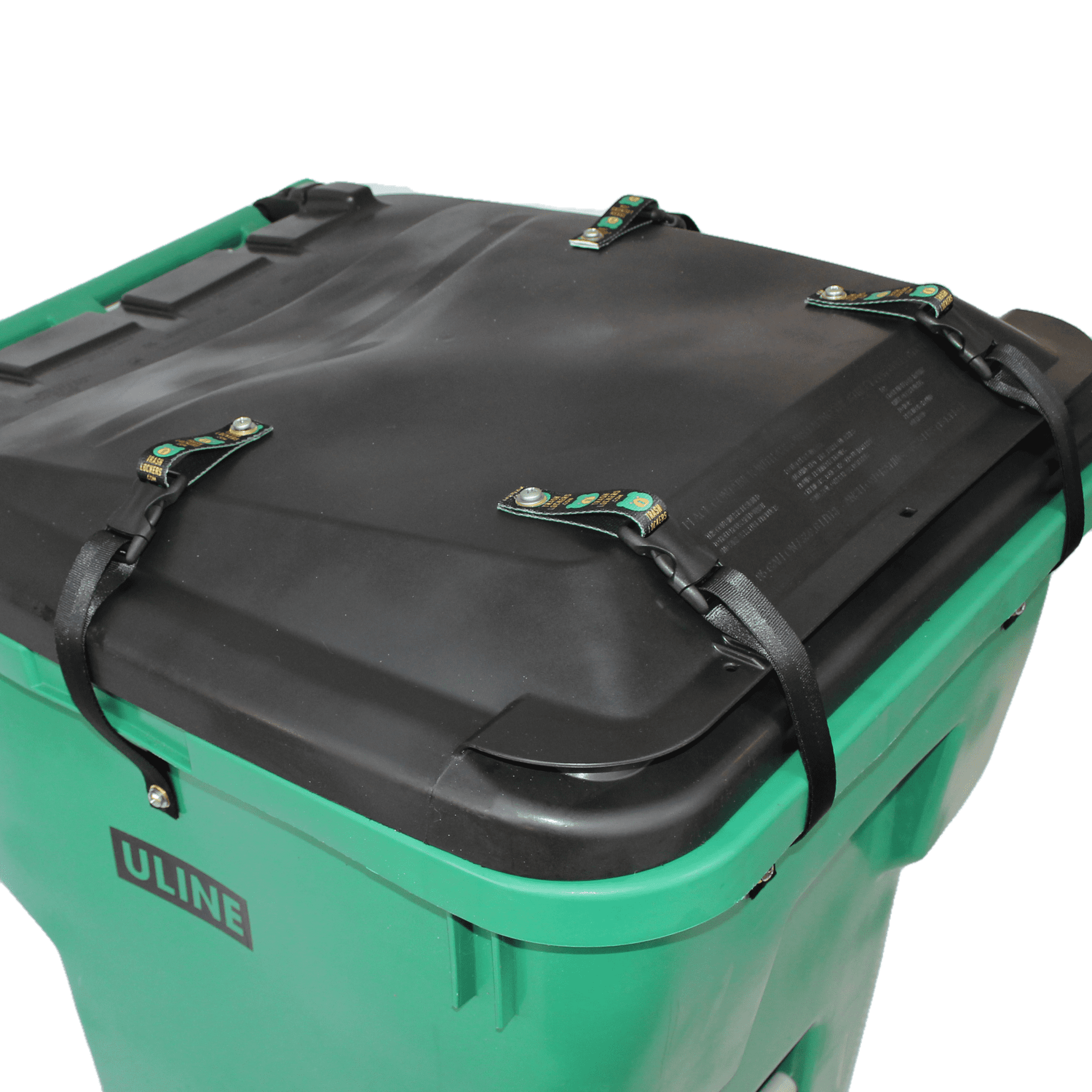 Ultimate Black Bear Trash Lock, Four Strap.  Certified Black Bear Resistant, Animal Proof existing Trash cans. Also Works for Wind, Squirrels, Raccoon, Opossum, and Other varmints/Critters