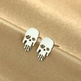 thumbnail image 2 of Melted Skull Stud Earrings Halloween Studs Skull Jewelry Day of the Dead Earrings Gothic Studs Punk Earrings, 2 of 4