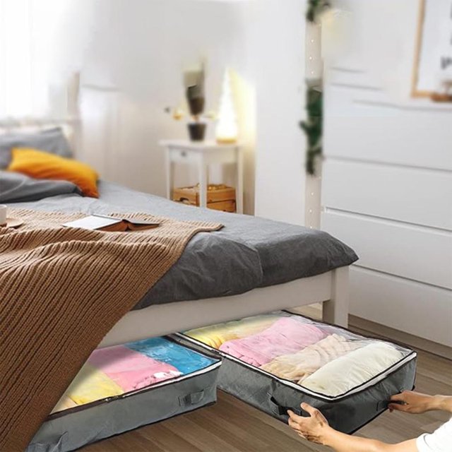 Feltree Under Bed Storage Bag Large Capacity Under Bed Storage Container with Reinforced Handles Foldable Non-Woven Under Bed Storage Box Can Store Blankets Pillows