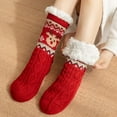 thumbnail image 2 of Yuanlong Winter Socks Christmas Reindeer Print Fluffy Lined Mid Tube Socks Indoor Cozy Thermal Slippers Socks For Unisex, 2 of 6