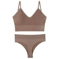 thumbnail image 2 of WILLBEST Brasier Mujer Sin Varilla Conjunto De Lencería De 2 Piezas Con Escote En V Y Sin Costuras Para Mujer, Sin Relleno, Sujetador Y Tanga, 2 of 3