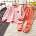 thumbnail image 2 of Wonitaaizi Kids Girls Toddler Solid Pajamas Fall Long Sleeve Crewneck Letter Print Pajamas Sleepwear Set Pink for Size 3-4 Years, 2 of 4