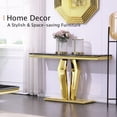thumbnail image 3 of Unbranded Luxury Rectangular Sofa Console Table Modern Living Room Entryway Table with Mirrored Gold Geometric Base Gold, 3 of 5