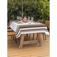 thumbnail image 3 of Outdoor Tablecloth with Umbrella Hole for Patio/Picnic/Party/Camping, Brown Striped Waterproof Table Cloth Rectangle Table Cover Washable, Farmhouse Simple Line Vertical Stripes (60"x 84"), 3 of 9
