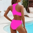 thumbnail image 6 of yoeyez High Waisted Thong Bikini Sets for Women Two Piece Athletic Swimsuits Push Up Padded Crop Swim Tops Summer Beach Swimwear with Boyshorts Hot Pink,S, 6 of 7