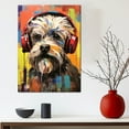 thumbnail image 3 of Dandie Dinmont Terrier Wall Art - Funny Dog Canvas Canvas for Kids' Room 11x17inch - Colorful Puppy with Earphone Pictures Framed Ready to Hang, 3 of 4