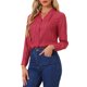 thumbnail image 1 of CAMISA METÁLICA CON ESTRELLAS DE MANGA LARGA Y CUELLO ALTO PARA MUJERES INSPIRE CHIC M Rojo-Hoja, 1 of 6