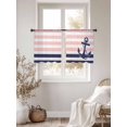 thumbnail image 3 of Blue Anchor Sheer Curtains 54 Inches Long 2 Panels Costal Pink White Blue Stripes Background Light Filtering Semi Sheer Window Curtains Drapes for Bedroom Living Room 52"x54", 3 of 7