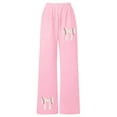 thumbnail image 2 of NAFUU Toddler Girls Pants Bow Tie Prints Solid Color Baggy Sweatpants Lightweight Straight Legs Athletic With Pockets Relaxed Fit Vacation Kids Slacks Pants For Girls，Hot Pink，6-7 Years, 2 of 9