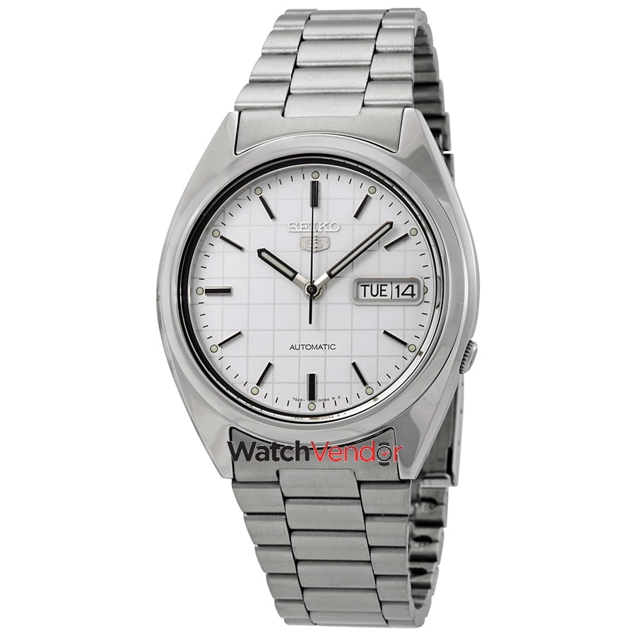 Seiko Series 5 Automatic White Grid Dial Men s Watch Snxf05 White