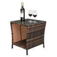 thumbnail image 5 of HiiKaa 19in Wicker Rattan Side Table,Outdoor Square Rattan Coffee End Table with Tempered Glass Top and Storage for Patio Porch Lawn Brown, 5 of 9