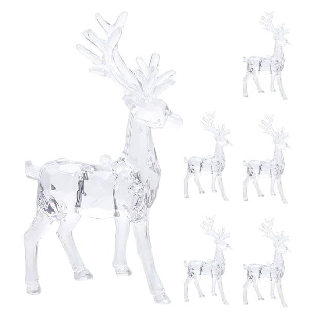 6 piezas de adornos de renos transparentes para decoración de fiestas navideñas, decoraciones colgantes de bricolaje, figuras de renos de escritorio para celebraciones de Navidad e invierno