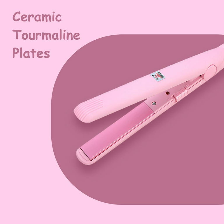 Mini 0.5 Tourmaline Ceramic Flat Iron Hair Straightener Pink