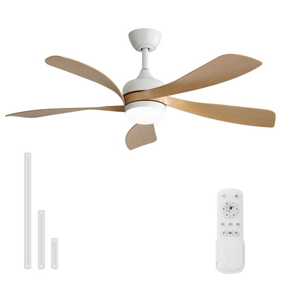 Sofucor 52 Inch Ceiling Fans with Lights and Remote, Outdoor Ceiling Fan with Light 6-Speed 3 CCT 3-Timer, Low Profile Ceiling Fan 5 Blade Noiseless Reversible DC Motor for Living Room Bedroom Patio