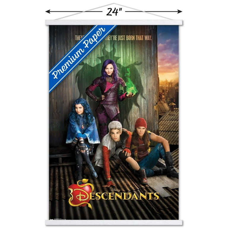 Disney Descendants Key Art Wall Poster with Wooden Magnetic Frame 22.375 x 34