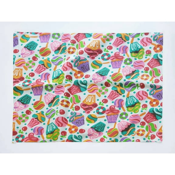 Cupcakes and Candy Print Cotton Dinner Table Placemats Holiday Home Decoration 13" x 19" (Pack of 4)