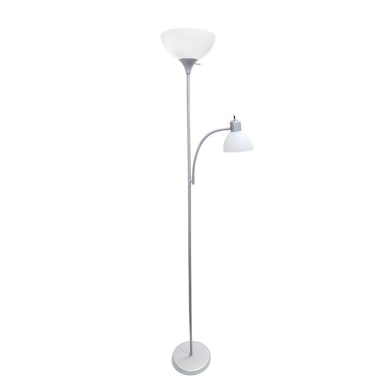 Simple Designs Floor Lamp with Reading Light, Silver - Walmart.com