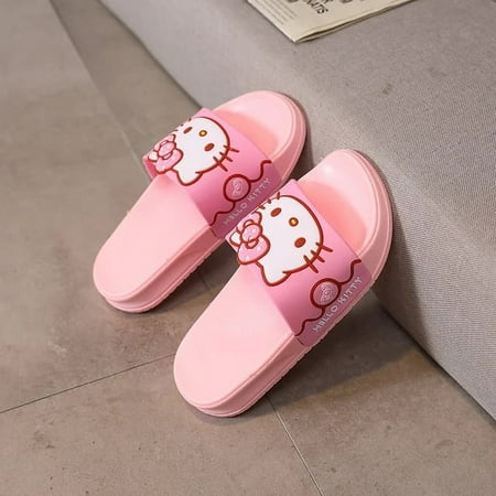 

New Sanrio Hello Kitty KT Cat Slippers Sliders Flip Flops Indoor Bathing Soft Cartoon Beach Shoe For Children Kids Girl Princess Gift