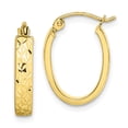 thumbnail image 1 of 10K Yellow Gold Diamond Cut Oval Hoop Earrings, 1 of 2