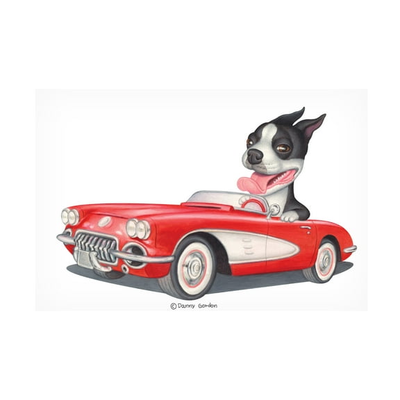 Danny Gordon Art 'Boston Terrier in Red Corvette' Canvas Art